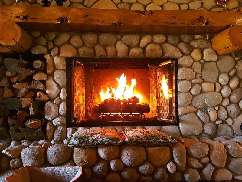 Fireplace with concrete frame