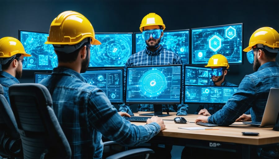 Construction professionals engaged in cybersecurity training workshop