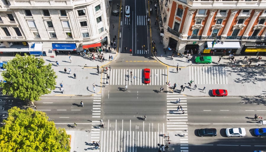 Bird's eye view of Barcelona Superblock urban transformation