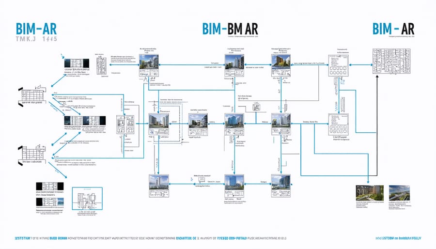 Infographic illustrating how BIM data integrates with AR technology systems