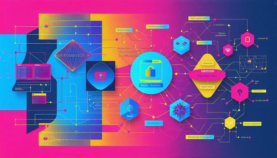 Flowchart showing steps and components of blockchain security audit process