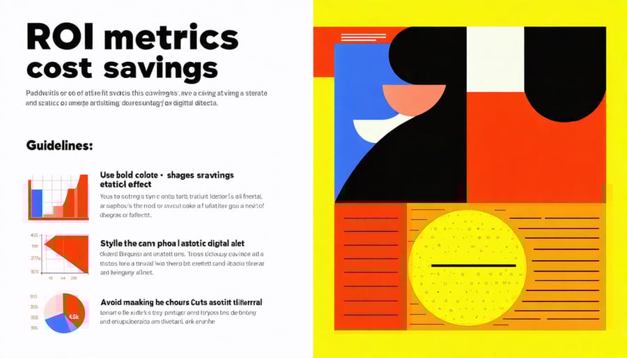 Visual representation of construction cost management software ROI and savings metrics