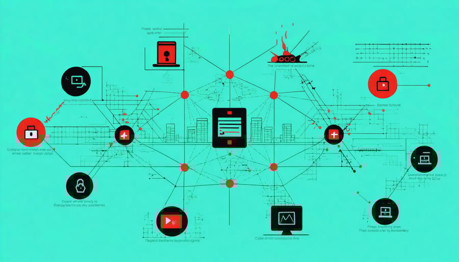 Diagram illustrating various cyber attack vectors in industrial infrastructure