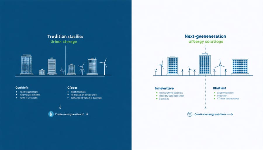 Comparative illustration of conventional and advanced urban energy storage technologies