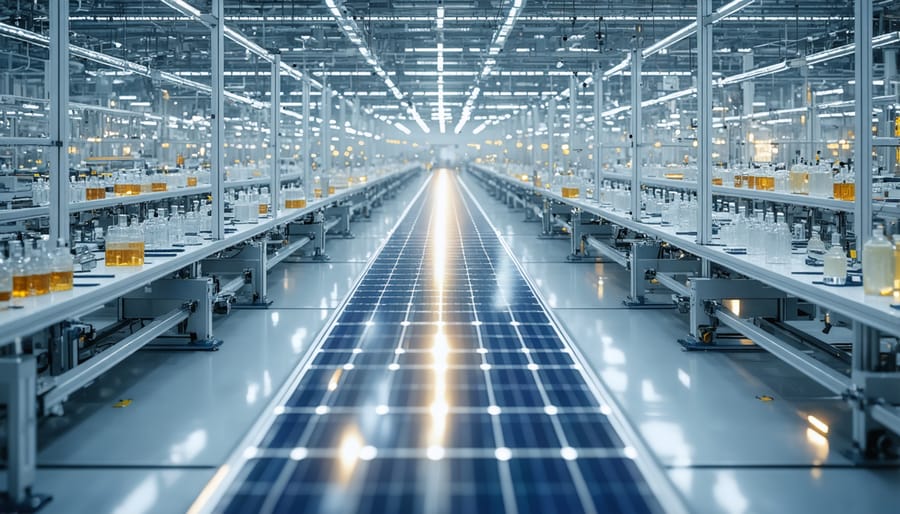 Industrial production line manufacturing glass modular home components