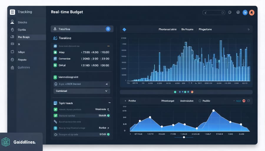 Construction cost management software dashboard displaying real-time budget metrics and KPIs