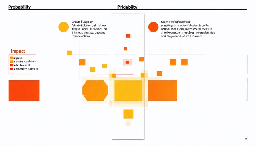 Construction risk assessment matrix with red, yellow, and green zones indicating risk severity levels