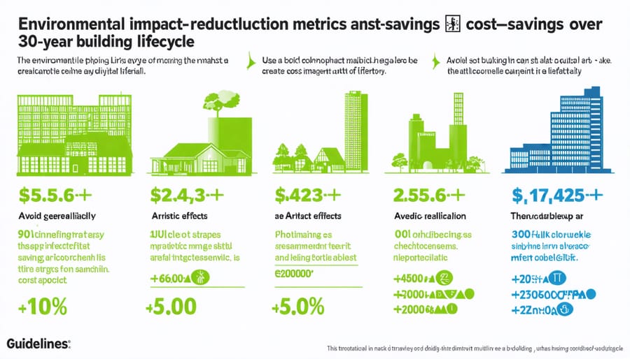 Data visualization comparing traditional vs smart materials environmental and cost metrics