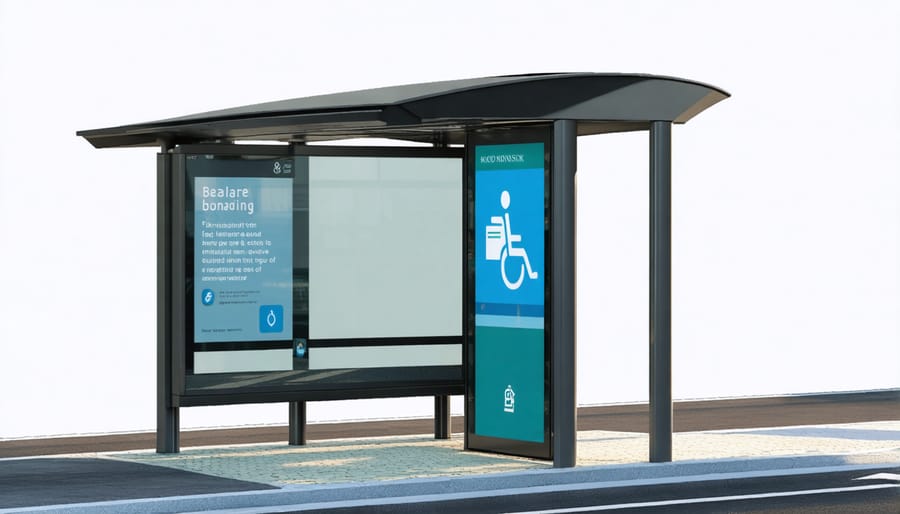 Fully accessible public transit stop with universal design features