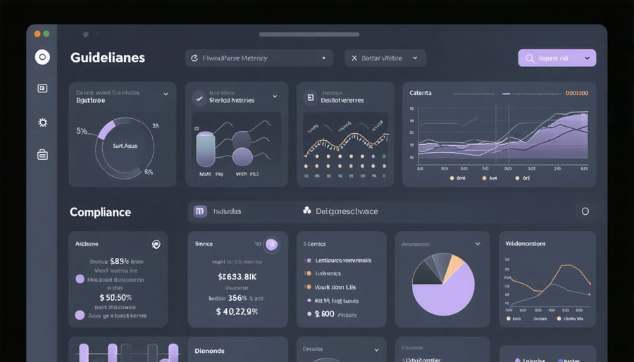 Interactive vendor management software interface displaying performance analytics and scoring