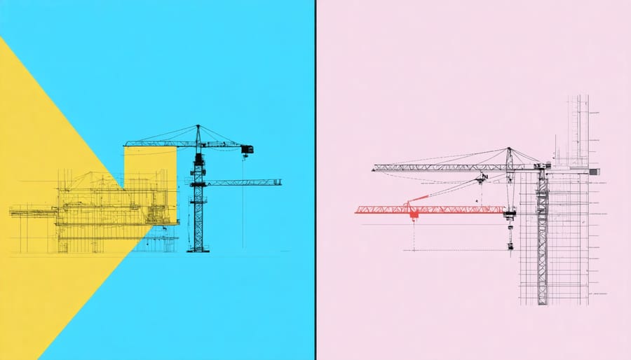 Side-by-side comparison of predictive AI showing charts and trends versus generative AI showing multiple construction solutions