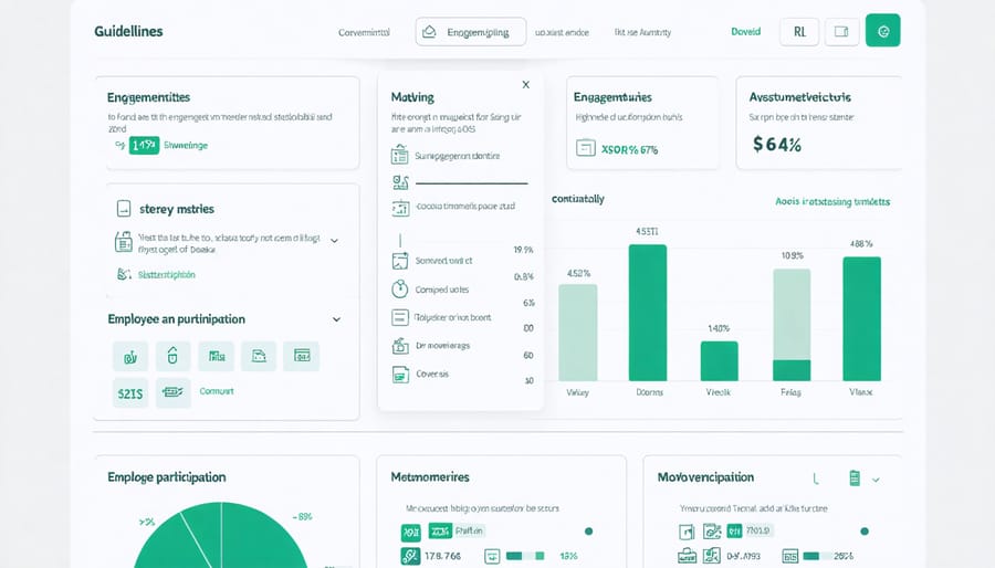 Interactive dashboard showing employee engagement tracking and sustainability program metrics