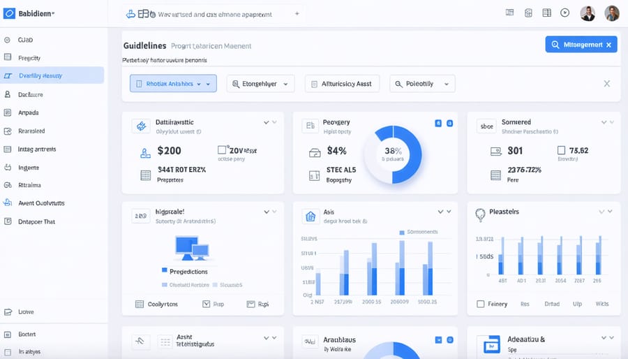 Screenshot of property and asset management software dashboard with key metrics