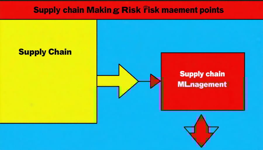 Detailed flowchart showing construction supply chain processes with machine learning touchpoints highlighted