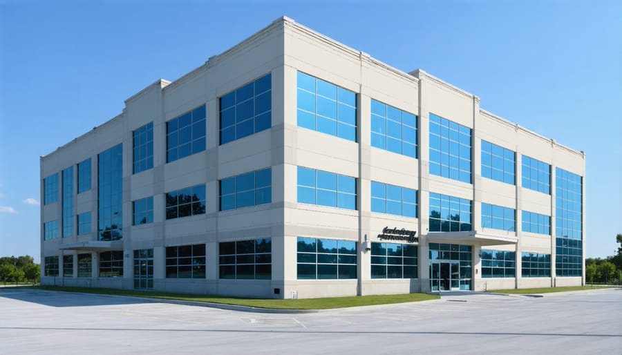 Modern office building showcasing integrated building automation technology