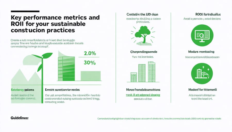 Visual representation of sustainability ROI metrics including cost savings and environmental impact