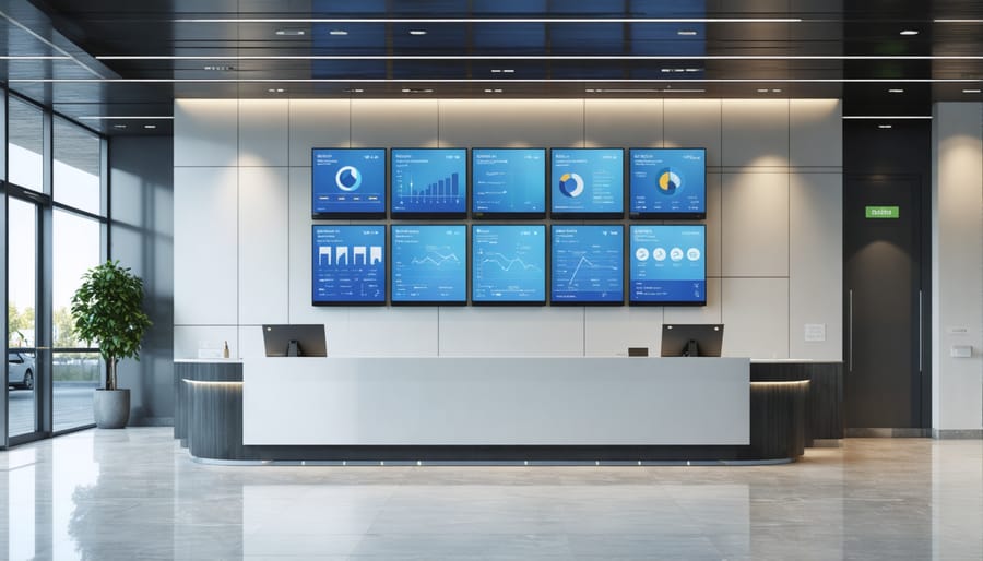Interactive tenant communication system in modern commercial building lobby