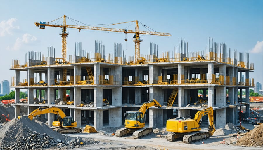 AI-powered construction site analysis showing progress tracking and resource optimization