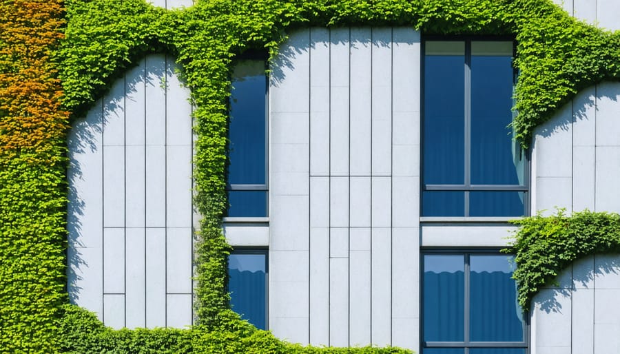 Close-up of building exterior featuring honeycomb-like geometric patterns inspired by nature