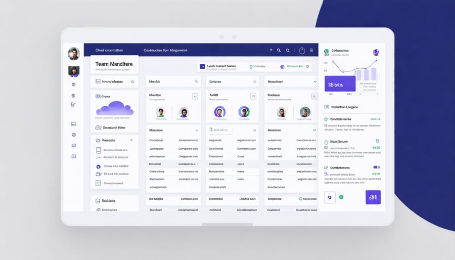 Multiple devices displaying integrated project management dashboard with real-time collaboration features