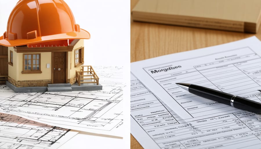 Side-by-side comparison of completed building and permanent financing documentation