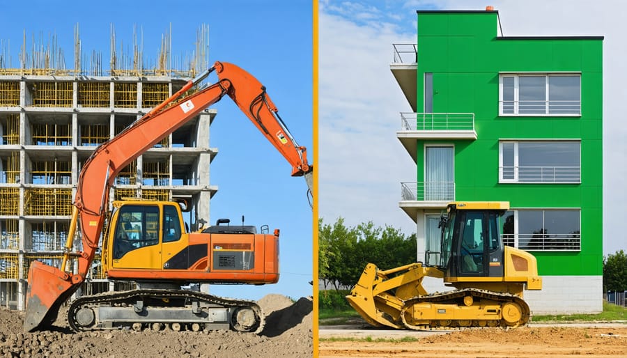 Comparison of conventional construction equipment and sustainable building technologies
