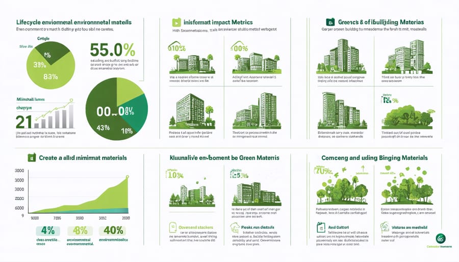 Infographic comparing environmental impacts and lifecycle assessments of sustainable building materials