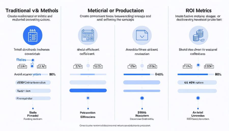 Bar chart comparing costs and ROI between traditional and material-efficient manufacturing processes