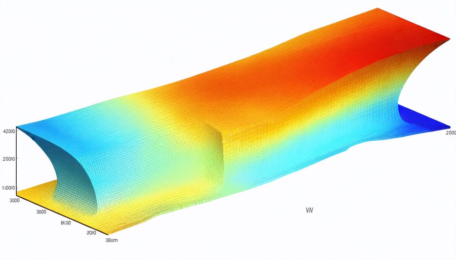 Digital representation of building structure with color-coded risk analysis indicators