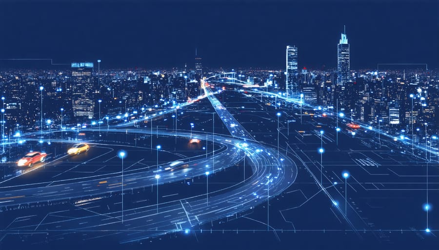 Interactive smart city control center displaying transportation analytics and live traffic data