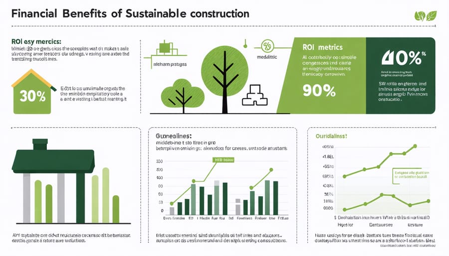Visual representation of sustainable construction cost savings and ROI data
