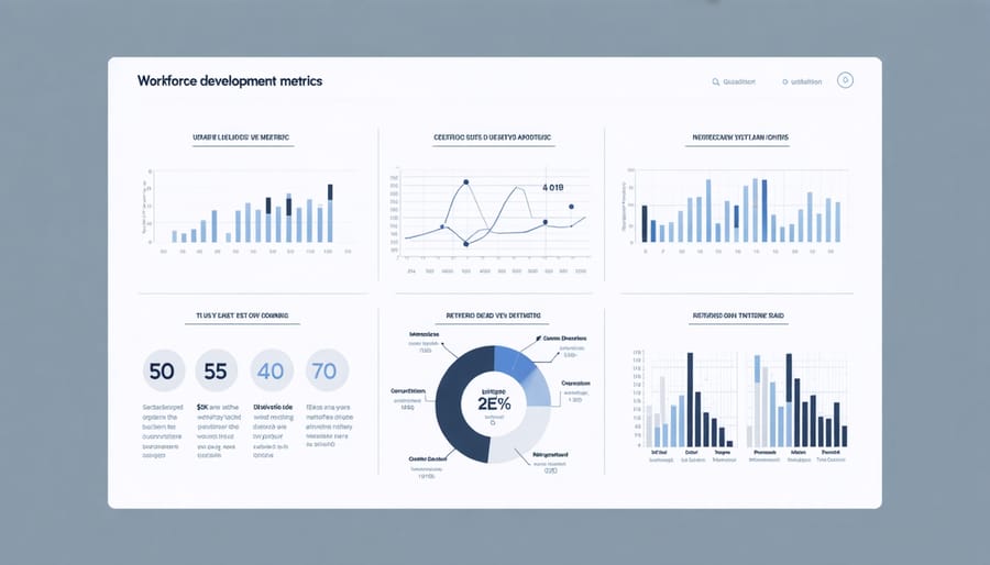 Infographic displaying key performance indicators and ROI metrics for construction workforce development