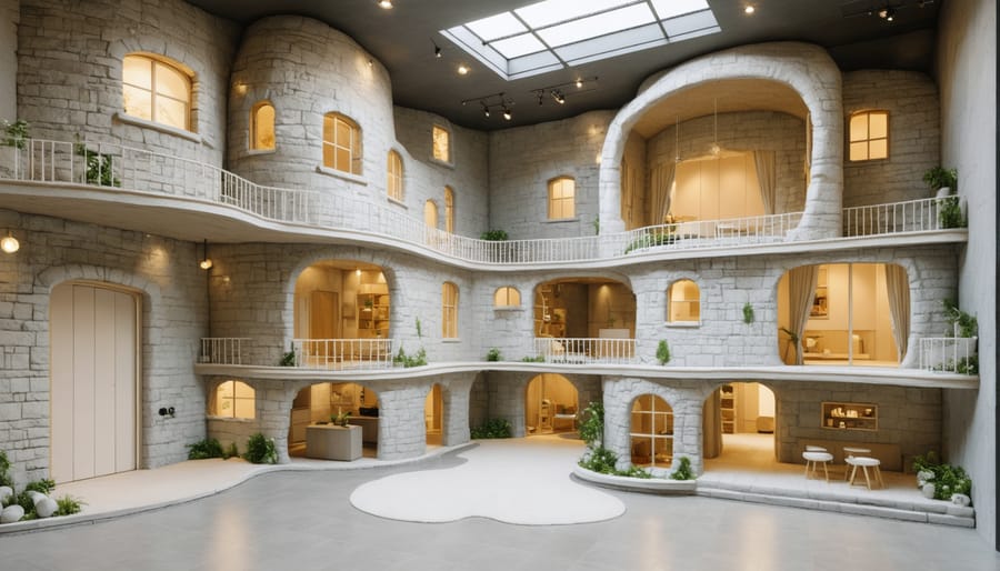 Large-scale 3D printer constructing walls using sustainable earth materials