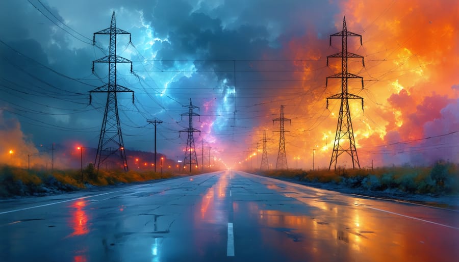 Visual representation of AI analyzing cyber threats in power grid data
