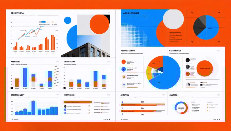 Data visualization of key performance indicators for architectural affiliate marketing