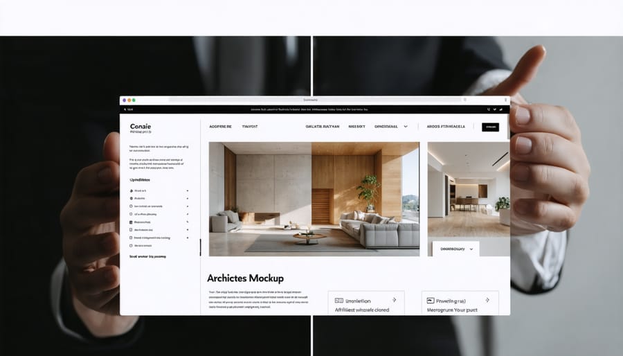 Professional architecture firm website displaying tasteful product recommendations and affiliate content