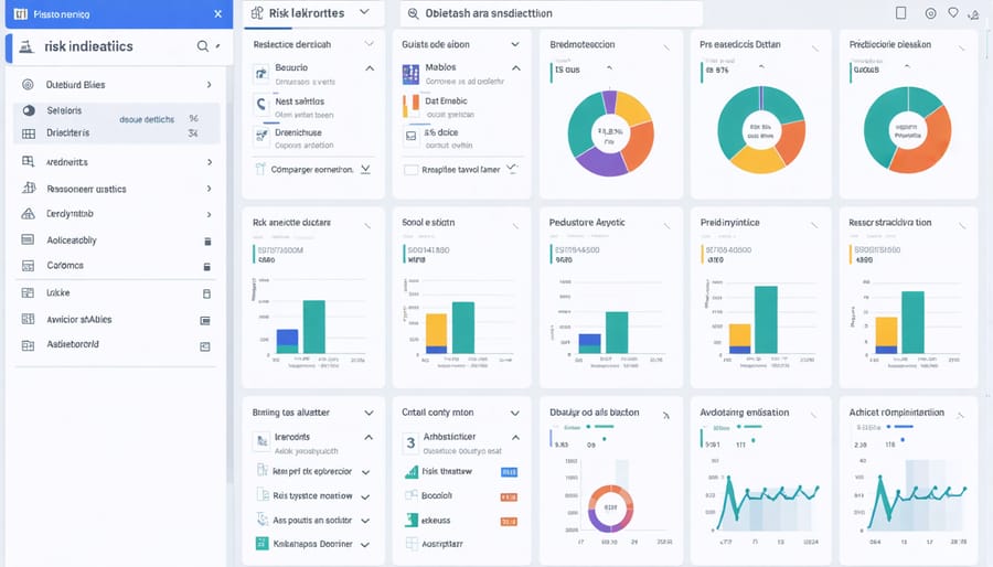 Interactive construction analytics dashboard displaying key project metrics and predictions