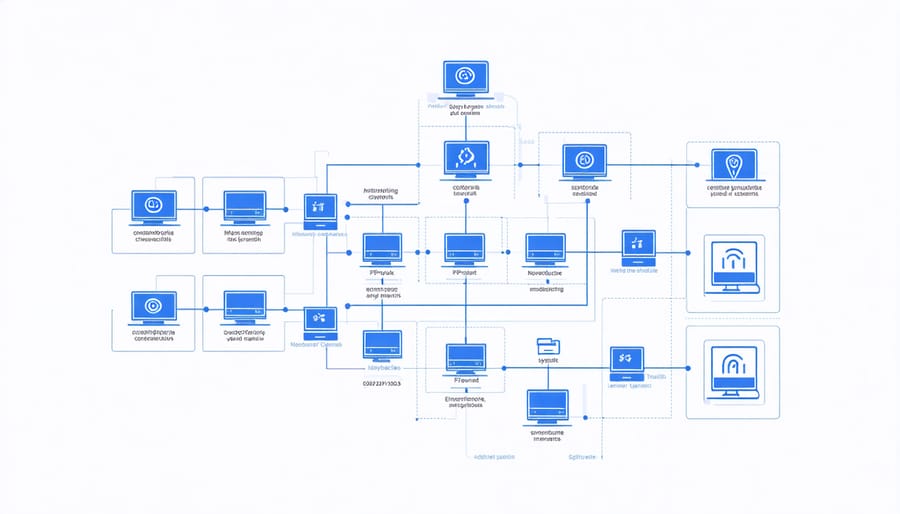 Diagram illustrating multi-layered cybersecurity infrastructure for data center protection
