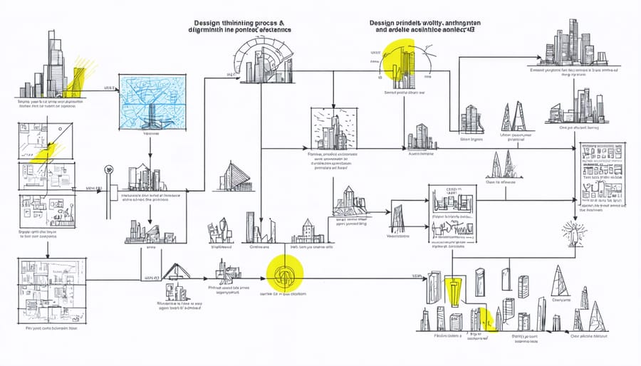 Circular diagram illustrating the problem definition phase of design thinking in architecture