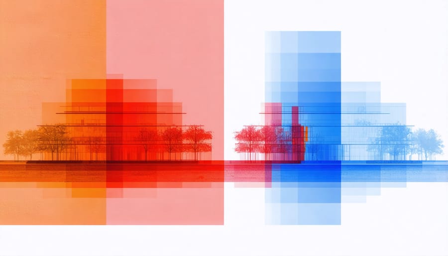 Neurological response visualization showing how different architectural features affect brain activity