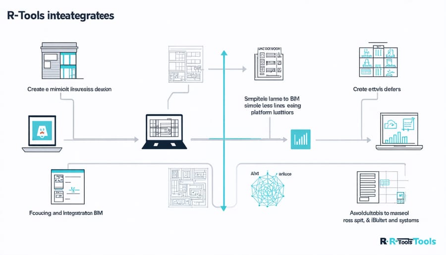 Flow chart visualization of R-Tools integration with different BIM software components