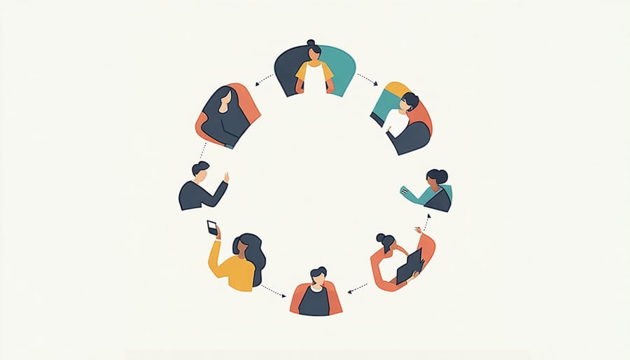 Infographic illustrating the seven norms of collaboration in a connected circular format