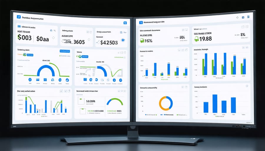 Smart building dashboard displaying real-time energy analytics and automated control systems
