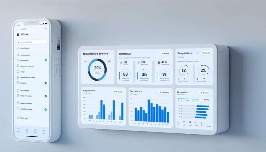 Smart HVAC management system interface displaying building climate control analytics