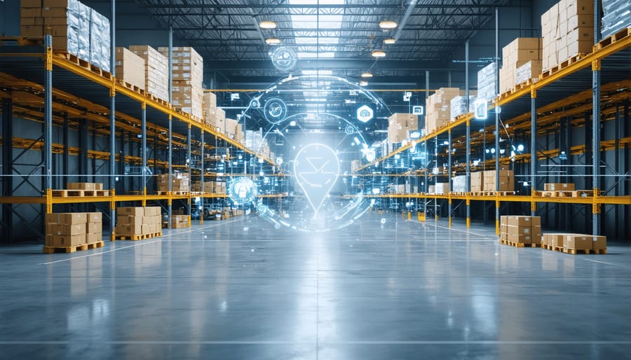 Smart warehouse management system showing real-time inventory tracking with RPA integration