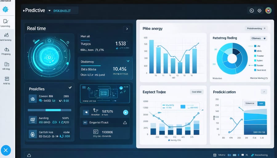 Energy trading platform interface displaying AI-driven analytics and predictive models