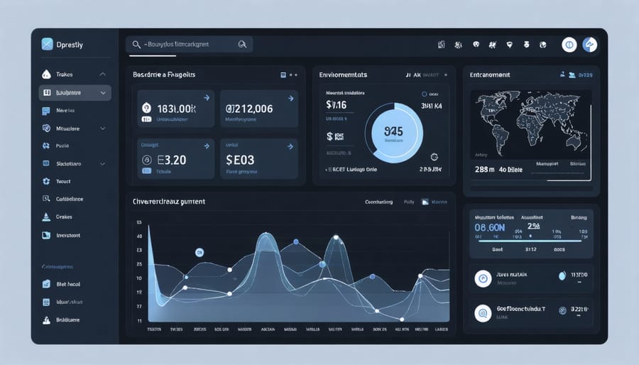 Smart building management system dashboard displaying sensor data and controls