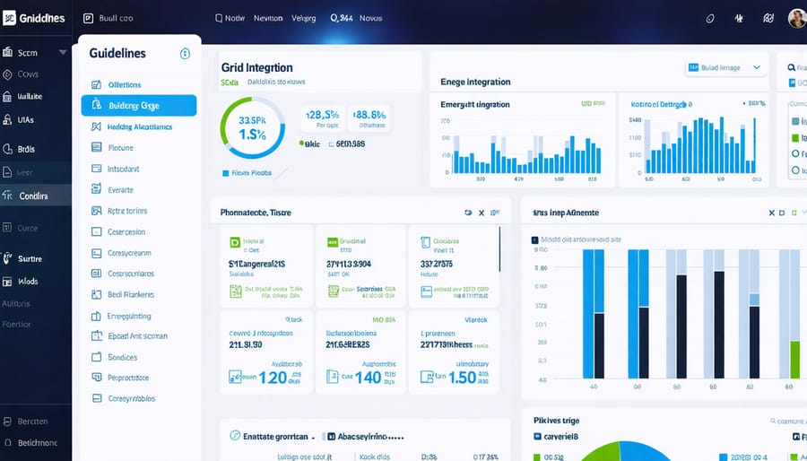 Screenshot of a building management system dashboard showing smart grid integration