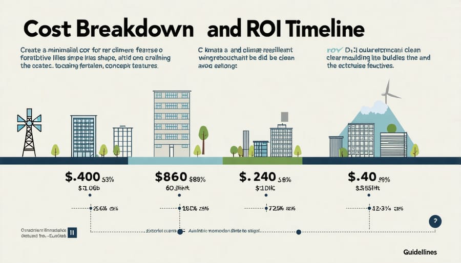 Visual representation of implementation costs and long-term savings for climate-resilient construction