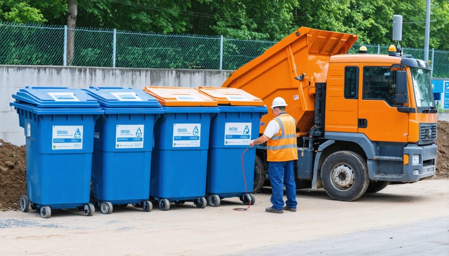 Active construction site implementing smart waste bin system with automated collection